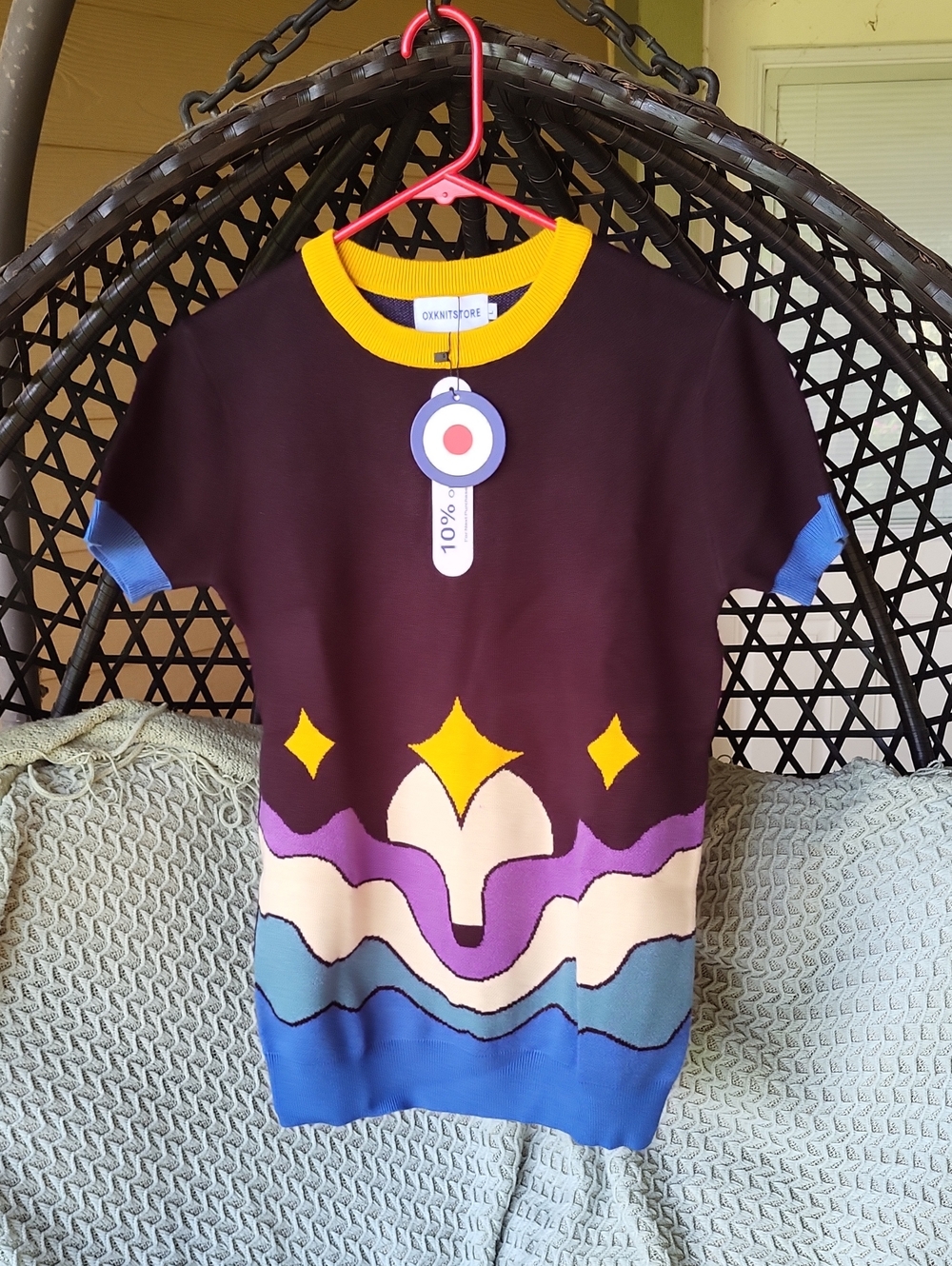 ✨️ NWT Cosmic Intarsia Short Sleeved Sweater - Picture 6 of 10